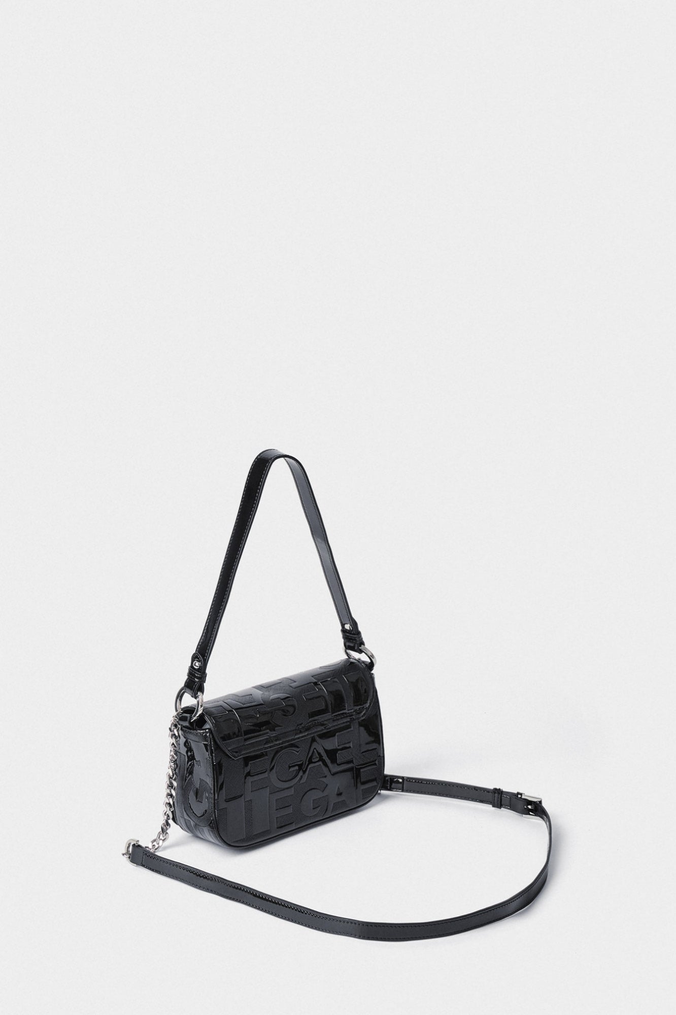 Gaelle Mini Shoulder Strap Allover Embossed Nero - Gaëlle Paris