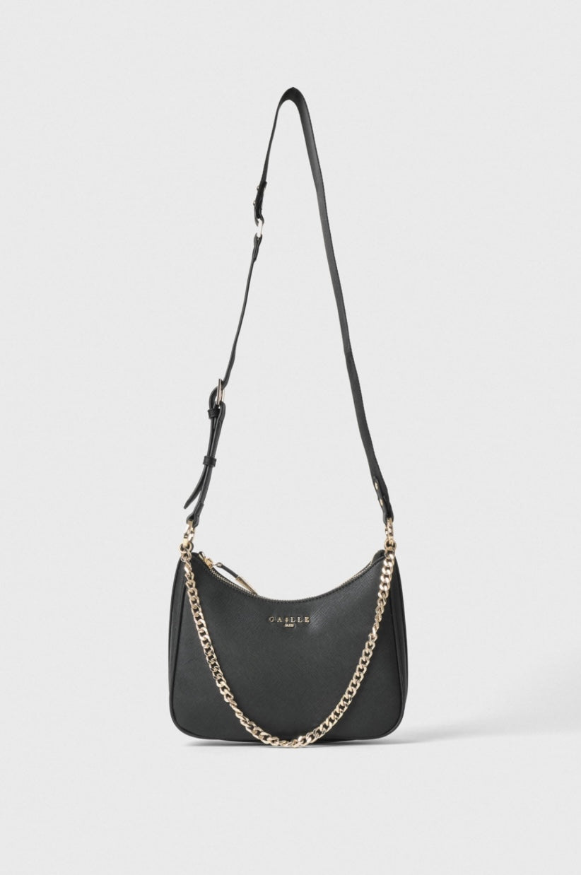 Gaelle Reg Shoulder Strap Ecopelle Saffiano Nero - Gaëlle Paris